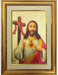 Jesus Christ Golden Photo 11.5x15.5 Inches Perfect for Home, Office & Temple Decoration