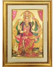 Devi Manasa Golden Photo 11.5x15.5 Inches Perfect for Home, Office & Temple Decoration