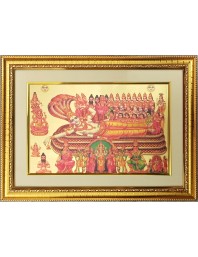 Lord Vishnu and Goddess Lakshmi Golden Photo 11.5x15.5 Inches Perfect for Home, Office & Temple Decoration