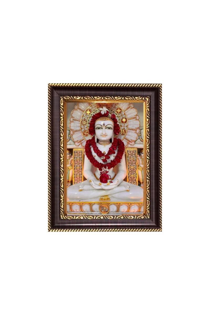 Sri Mahavir Digital Print Photo 6.7x8.7 inches  (I24) - Vibrant Religious Wall Art for Home or Office Decor.