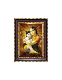 Baby krishna with mother yashoda Digital Print Photo 6.7x8.7 inches  (I24) - Vibrant Religious Wall Art for Home or Office Decor.