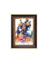 Sri Krishna With Radha Artistic Digital Print Photo 6.7x8.7 inches  (I24) - Vibrant Religious Wall Art for Home or Office Decor.