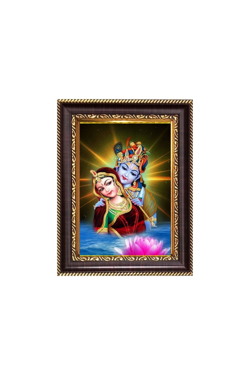 Sri Krishna and Sri Radha Digital Print Photo 6.7x8.7 inches  (I24) - Vibrant Religious Wall Art for Home or Office Decor.