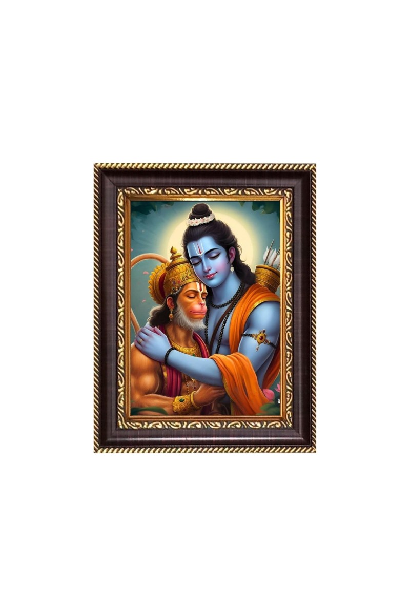 Sri Hanumanj Ji with Sri Ram Digital Print Photo 6.7x8.7 inches  (I24) - Vibrant Religious Wall Art for Home or Office Decor.