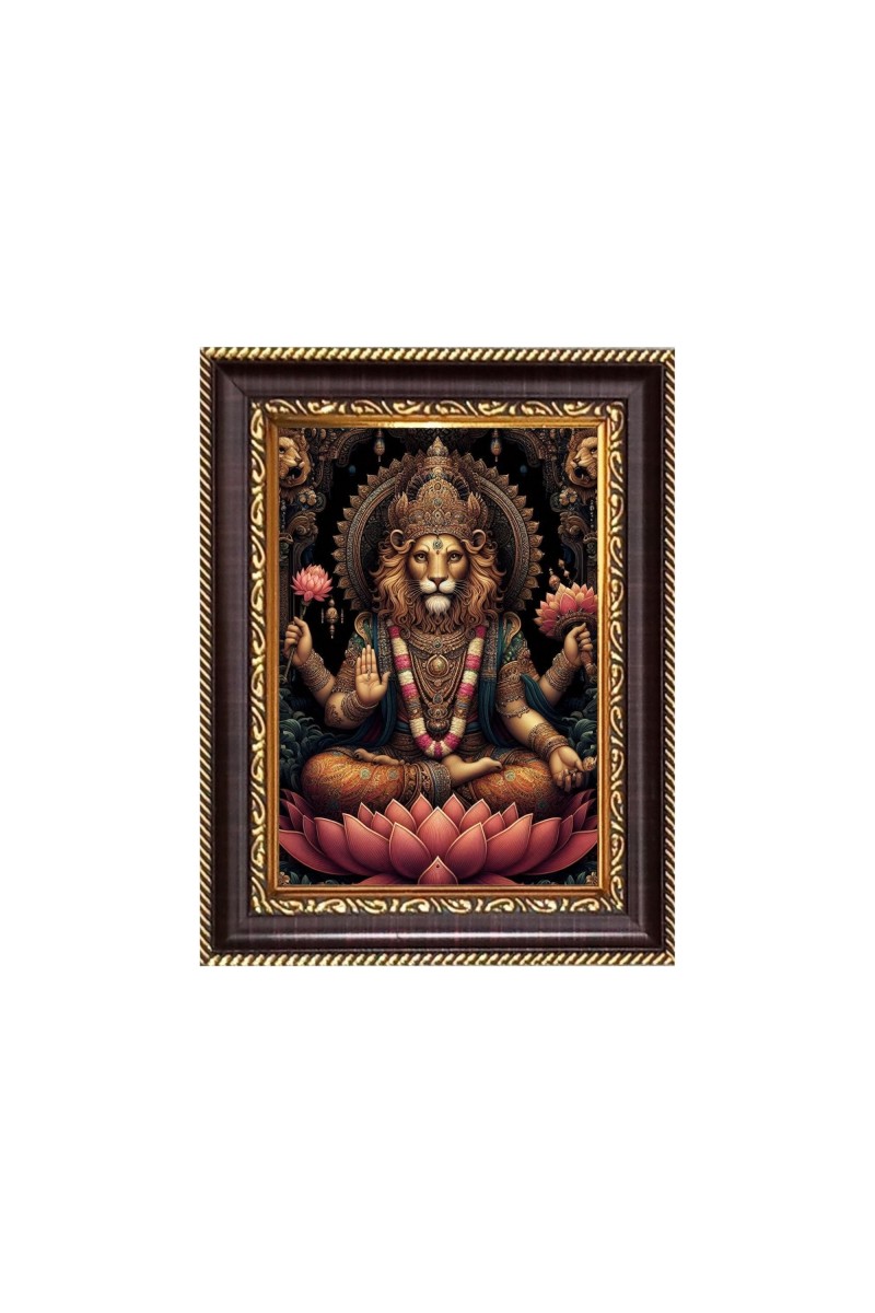Lord Narasimha Digital Print Photo 6.7x8.7 inches  (I24) - Vibrant Religious Wall Art for Home or Office Decor.