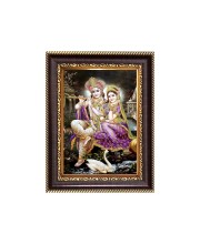 Sri Krishna With Sri Radha Digital Print Photo 6.7x8.7 inches  (I24) - Vibrant Religious Wall Art for Home or Office Decor.