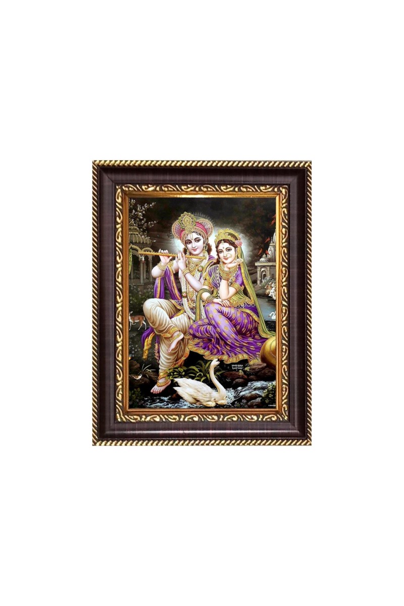 Sri Krishna With Sri Radha Digital Print Photo 6.7x8.7 inches  (I24) - Vibrant Religious Wall Art for Home or Office Decor.