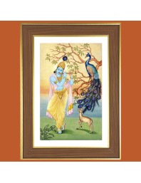 God Sri Krishna Photo Frame  10x14 Inches-Brown Wooden Frame for Home , Office & Temple Decoration and Gifting