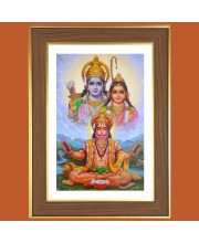 Shree Ram Sita With Hanuman ji Photo Frame  10x14 Inches-Brown Wooden Frame for Home , Office & Temple Decoration and Gifting