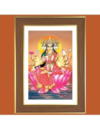 Goddess Gayathri Devi  Photo Frame  10x14 Inches-Brown Wooden Frame for Home , Office & Temple Decoration and Gifting