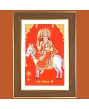 Sheetala Mata Photo Frame  10x14 Inches-Brown Wooden Frame for Home , Office & Temple Decoration and Gifting