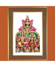 Lakshmi with Ganesh Saraswati and kuber Photo Frame  10x14 Inches-Brown Wooden Frame for Home , Office & Temple Decoration and Gifting