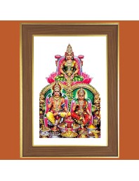Lakshmi with Ganesh Saraswati and kuber Photo Frame  10x14 Inches-Brown Wooden Frame for Home , Office & Temple Decoration and Gifting