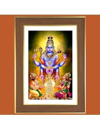 Sri Swarnakarshana Bhairava with Lakshmi Photo Frame  10x14 Inches-Brown Wooden Frame for Home , Office & Temple Decoration and Gifting
