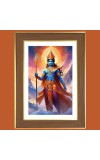 god Indra Photo Frame  10x14 Inches-Brown Wooden Frame for Home , Office & Temple Decoration and Gifting