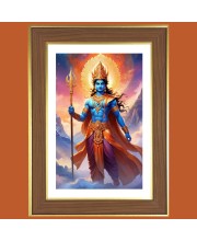 god Indra Photo Frame  10x14 Inches-Brown Wooden Frame for Home , Office & Temple Decoration and Gifting