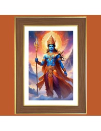 god Indra Photo Frame  10x14 Inches-Brown Wooden Frame for Home , Office & Temple Decoration and Gifting