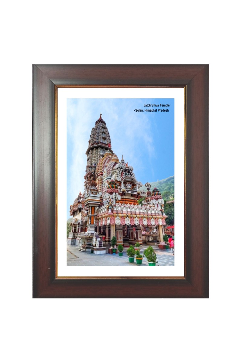 Jatoli Shiva Temple Photo Photo - Brown Color Frame, 10x14 Inch | Premium Quality Print |  Perfect for Home and Office Wall Decoration