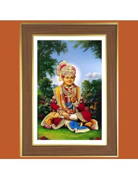 Swaminarayan Photo Frame  10x14 Inches-Brown Wooden Frame for Home , Office & Temple Decoration and Gifting