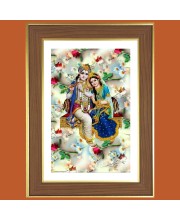 Sri krishna and Radha Photo Frame  10x14 Inches-Brown Wooden Frame for Home , Office & Temple Decoration and Gifting