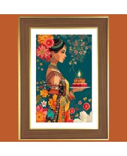Colorful Modern Art Photo Frame  10x14 Inches-Brown Wooden Frame for Home , Office & Temple Decoration and Gifting