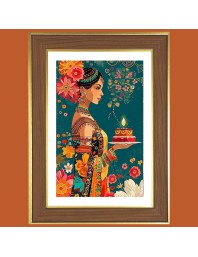 Colorful Modern Art Photo Frame  10x14 Inches-Brown Wooden Frame for Home , Office & Temple Decoration and Gifting