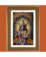 Lord krishna Photo Frame  10x14 Inches-Brown Wooden Frame for Home , Office & Temple Decoration and Gifting