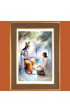 Sri krishna and Arjun Photo Frame  10x14 Inches-Brown Wooden Frame for Home , Office & Temple Decoration and Gifting