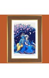 Krishna Radha Photo Frame  10x14 Inches-Brown Wooden Frame for Home , Office & Temple Decoration and Gifting