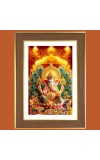 Ganapathi Bappa Photo Frame  10x14 Inches-Brown Wooden Frame for Home , Office & Temple Decoration and Gifting