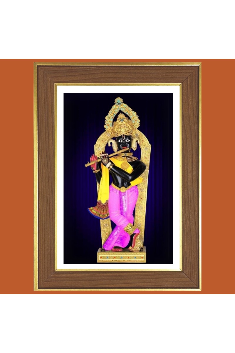 Jay Swaminarayan Photo Frame  10x14 Inches-Brown Wooden Frame for Home , Office & Temple Decoration and Gifting