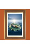 Baby Krishna Sleeping on a Leaf Photo Frame  10x14 Inches-Brown Wooden Frame for Home , Office & Temple Decoration and Gifting