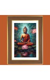 Serene Buddha Photo Frame  10x14 Inches-Brown Wooden Frame for Home , Office & Temple Decoration and Gifting