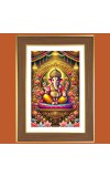 Lord Vinayaka Photo Frame  10x14 Inches-Brown Wooden Frame for Home , Office & Temple Decoration and Gifting