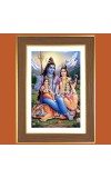 Mahadev Parvati Ganesh Kartikeya  Photo Frame  10x14 Inches-Brown Wooden Frame for Home , Office & Temple Decoration and Gifting