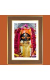 Kalighat Kali Maa Photo Frame  10x14 Inches-Brown Wooden Frame for Home , Office & Temple Decoration and Gifting