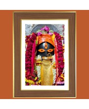 Kalighat Kali Maa Photo Frame  10x14 Inches-Brown Wooden Frame for Home , Office & Temple Decoration and Gifting