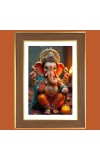 Lord Ganapathi Photo Frame  10x14 Inches-Brown Wooden Frame for Home , Office & Temple Decoration and Gifting