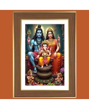 Lord Shiva and Parvathi and ganesha Photo Frame  10x14 Inches-Brown Wooden Frame for Home , Office & Temple Decoration and Gifting