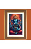 God Vinayaka Photo Frame  10x14 Inches-Brown Wooden Frame for Home , Office & Temple Decoration and Gifting