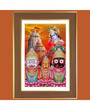 Lord Sri Jagannath Photo Frame  10x14 Inches-Brown Wooden Frame for Home , Office & Temple Decoration and Gifting