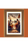 Sri krishna and arjuna Photo Frame  10x14 Inches-Brown Wooden Frame for Home , Office & Temple Decoration and Gifting