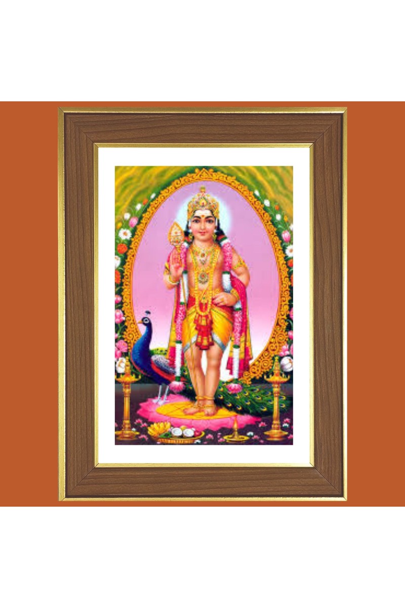 God Murugan Photo Frame  10x14 Inches-Brown Wooden Frame for Home , Office & Temple Decoration and Gifting