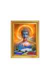 Lord Buddha Photo Frame - 10x14 Inches, Brown Wooden Frame for Home , Office & Temple Decoration