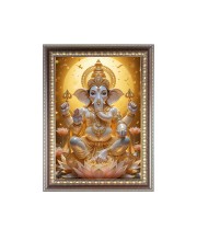 Lord Ganesh Photo Frame - 10x14 Inches, Brown Wooden Frame for Home , Office & Temple Decoration