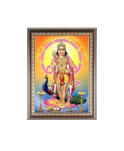 Lord Kartikeya Photo Frame - 10x14 Inches, Brown Wooden Frame for Home , Office & Temple Decoration