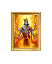 Lord Narayan Photo Frame - 10x14 Inches, Brown Wooden Frame for Home , Office & Temple Decoration