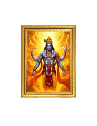 Lord Narayan Photo Frame - 10x14 Inches, Brown Wooden Frame for Home , Office & Temple Decoration