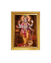 Lord Narayan Photo Frame - 10x14 Inches, Brown Wooden Frame for Home , Office & Temple Decoration