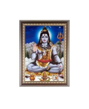 Lord Shiva Photo Frame - 10x14 Inches, Brown Wooden Frame for Home , Office & Temple Decoration